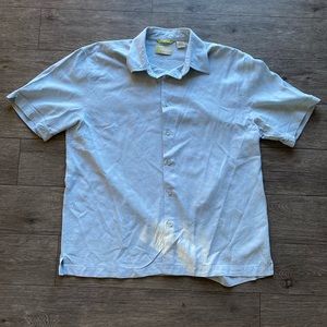 Cubavera Button Down Silk Polo Light Blue Men’s Large